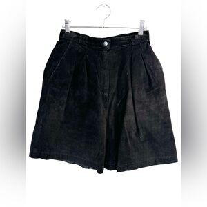 Vintage Black Genuine Suede Dress Shorts